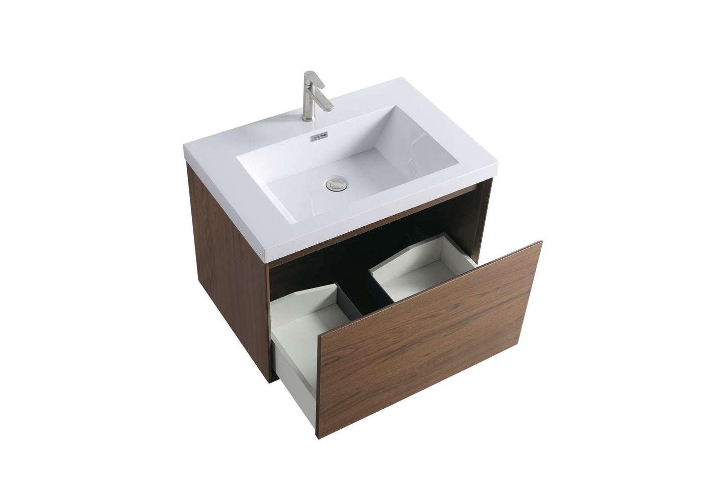 Waterpar® 29.65 in. L x 19.7 in. W x 21.65 in. H Natural Wood Bathroom Cabinet with White Resin Sink