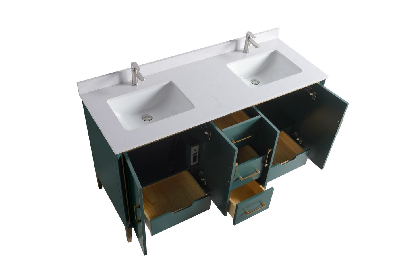 Waterpar® 60 in. L x 22 in. W x 35 in. H Bathroom Cabinet with Dual Ceramic Sink