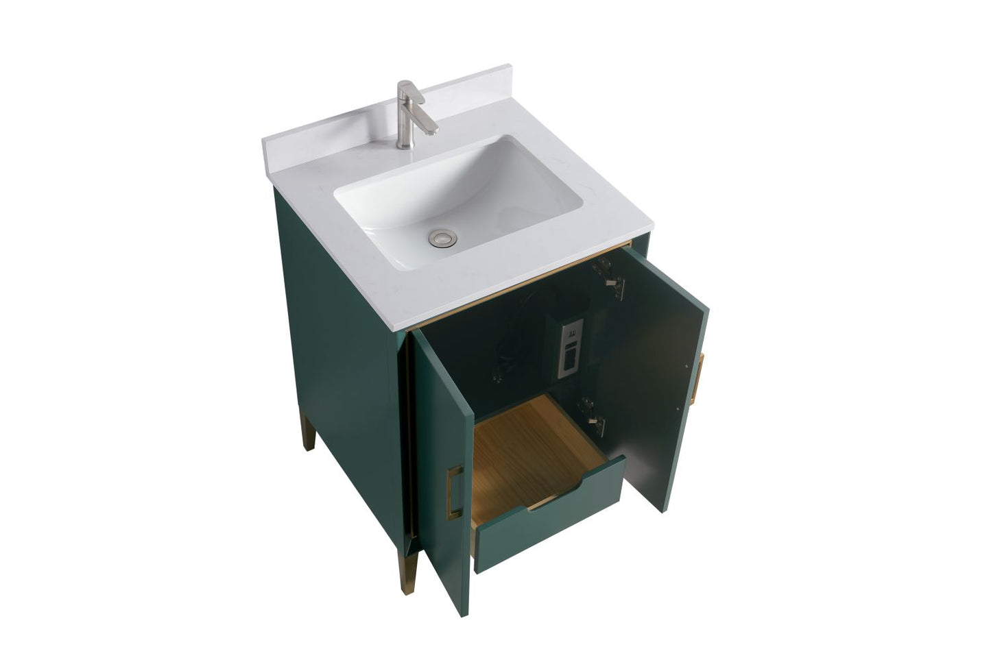 Waterpar® 24 in. L x 22 in. W x 35 in. H Bathroom Cabinet with Single Ceramic Sink