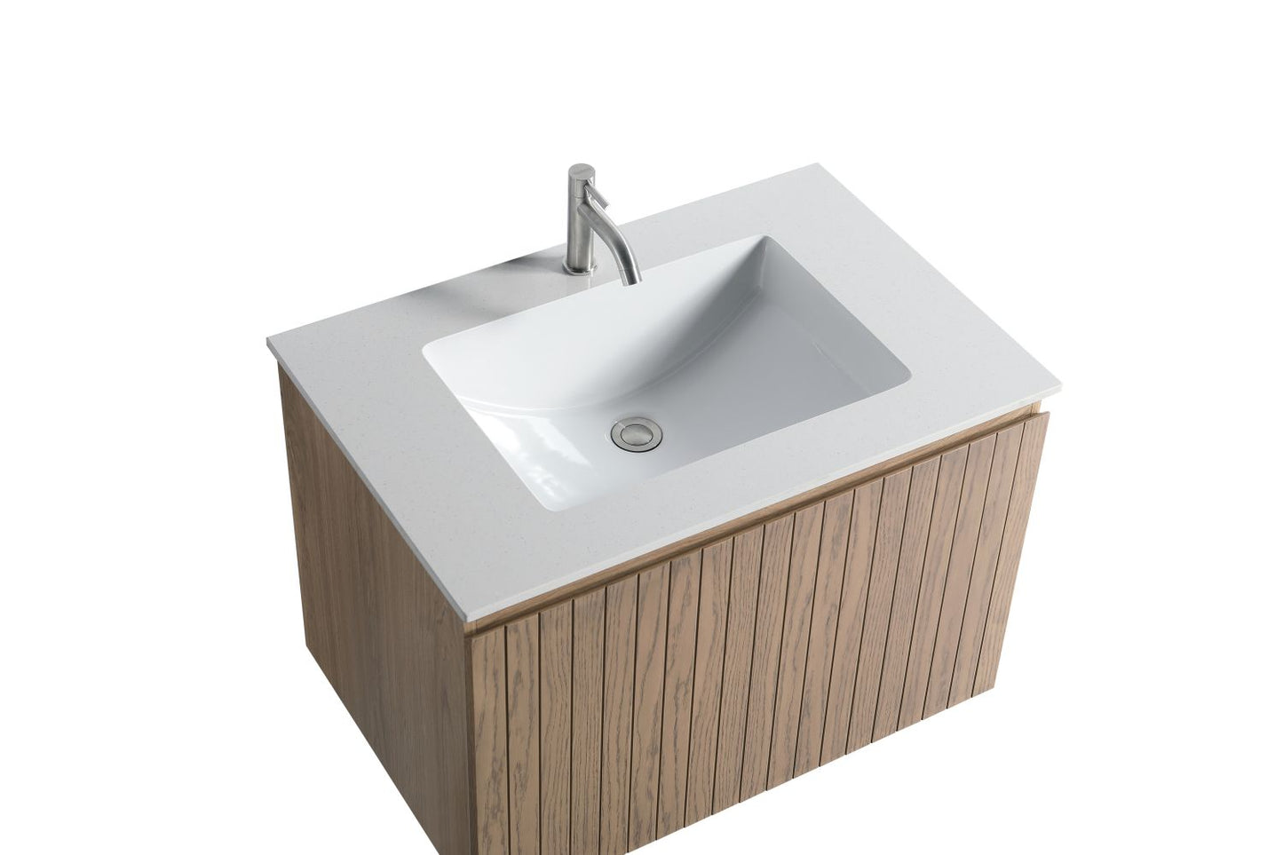 Waterpar® 30 in. L x 19.75 in. W x 20.16 in. H Natural Wood Bathroom Cabinet with White Ceramic Sink