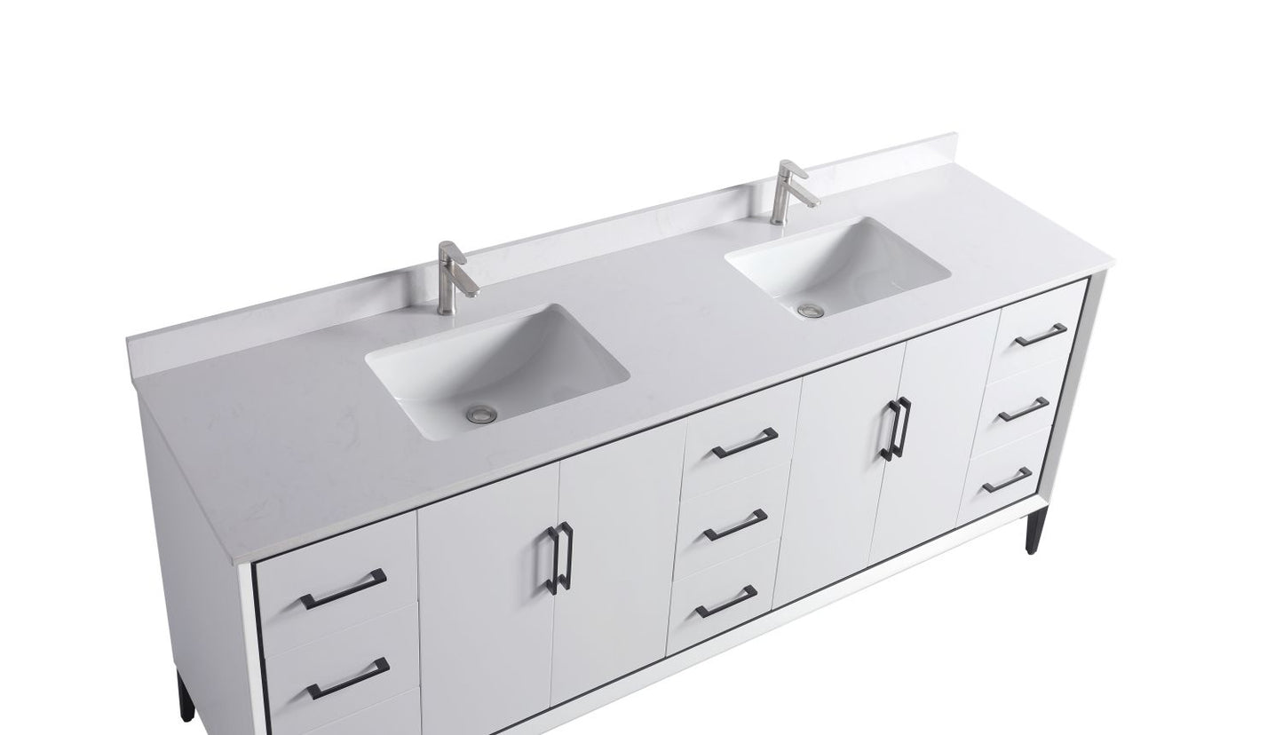 Waterpar® 84 in. L x 22 in. W x 35 in. H Bathroom Cabinet with Dual Ceramic Sink