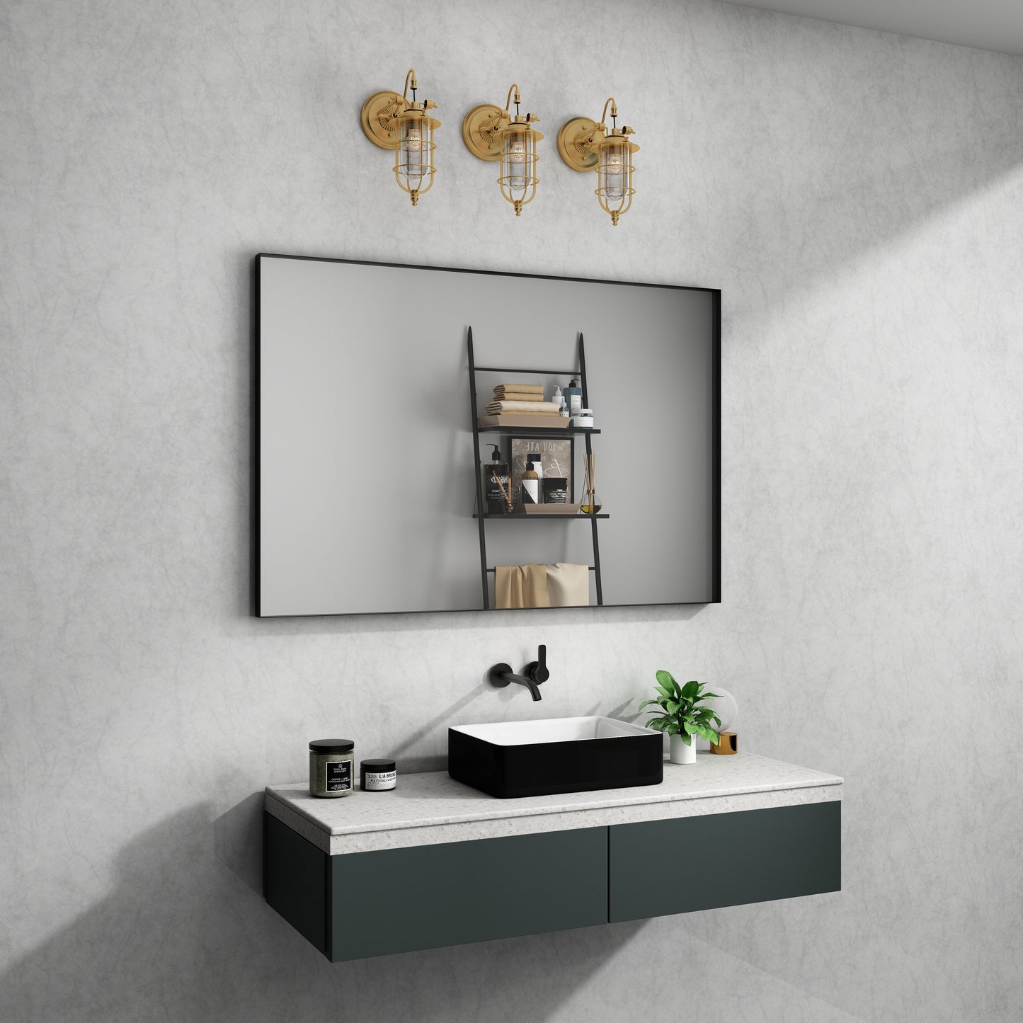 Waterpar® 48 in. W x 32 in. H Rectangular Aluminum Framed Wall Bathroom Vanity Mirror