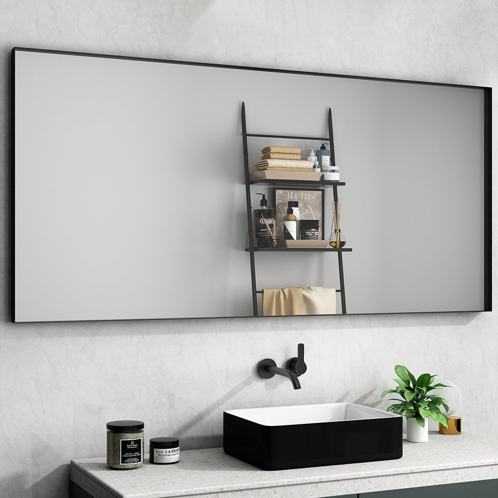 Waterpar® 72 in. W x 36 in. H Rectangular Aluminum Framed Wall Bathroom Vanity Mirror