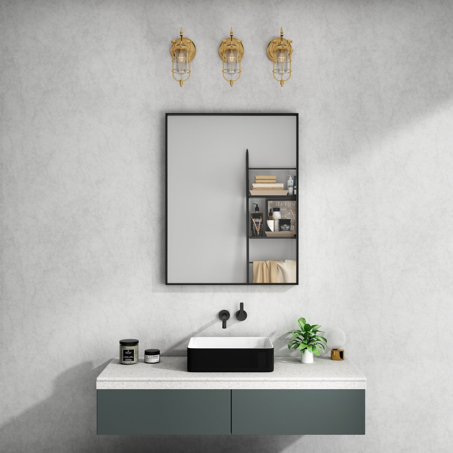 Waterpar® 28 in. W x 36 in. H Rectangular Aluminum Framed Wall Bathroom Vanity Mirror