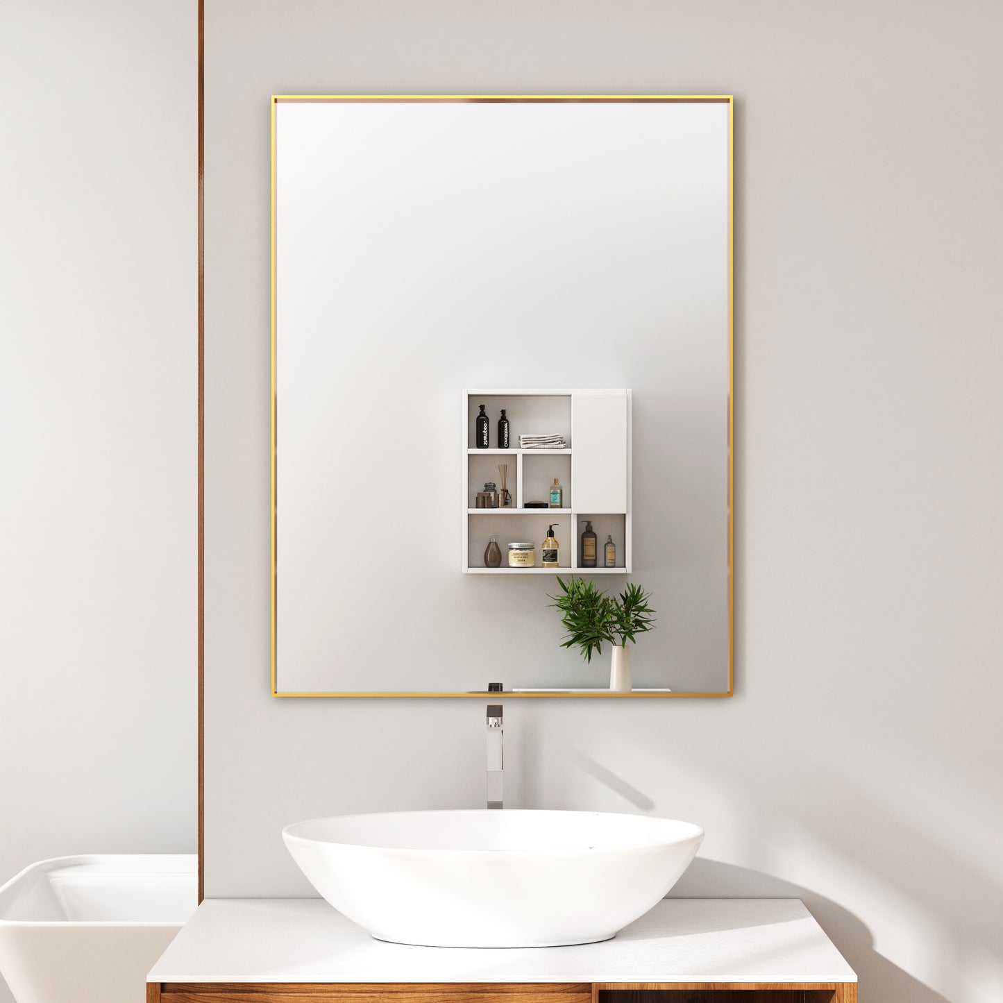 Waterpar® 28 in. W x 36 in. H Rectangular Aluminum Framed Wall Bathroom Vanity Mirror