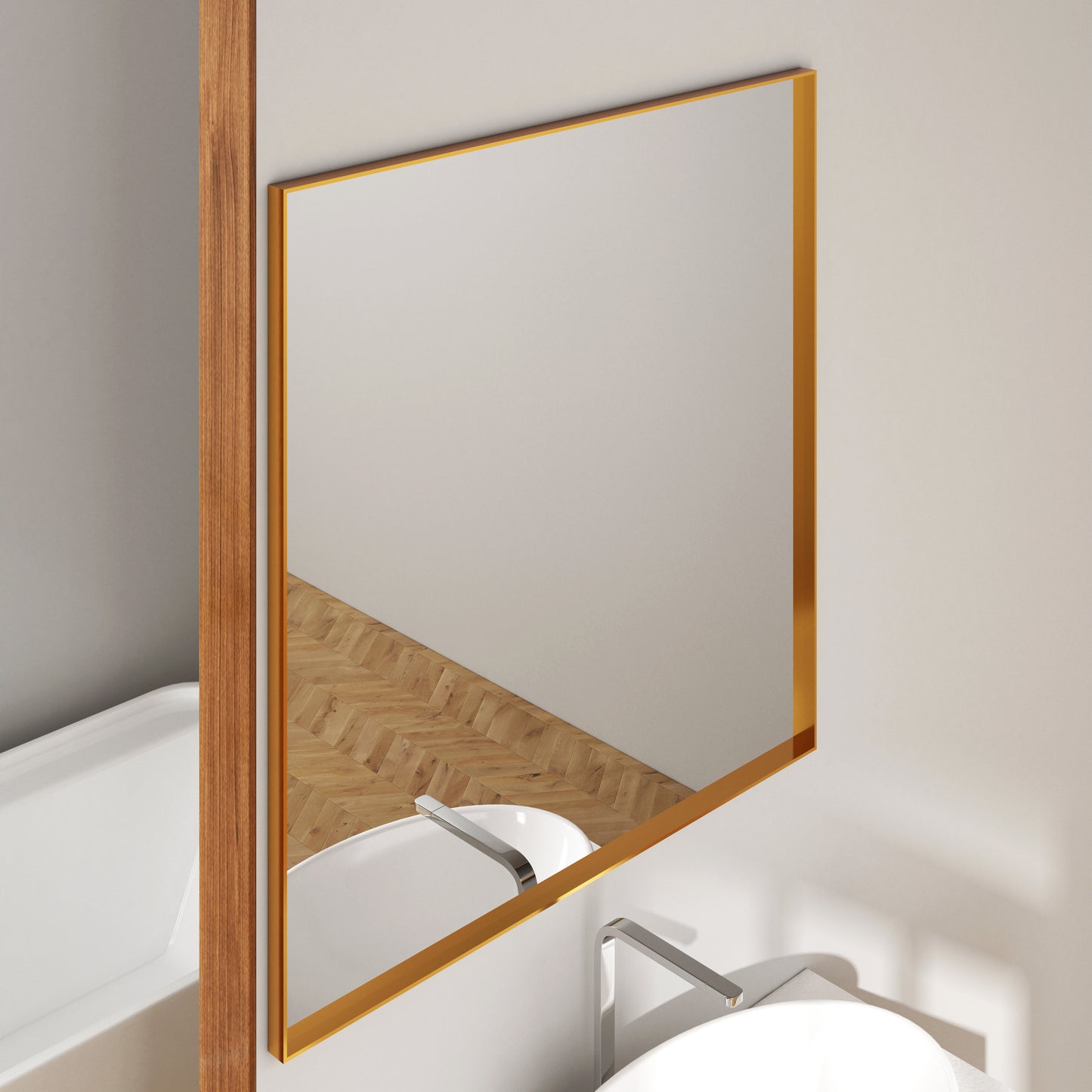 Waterpar®  36 in. W x 36 in. H Rectangular Aluminum Framed Wall Bathroom Vanity Mirror