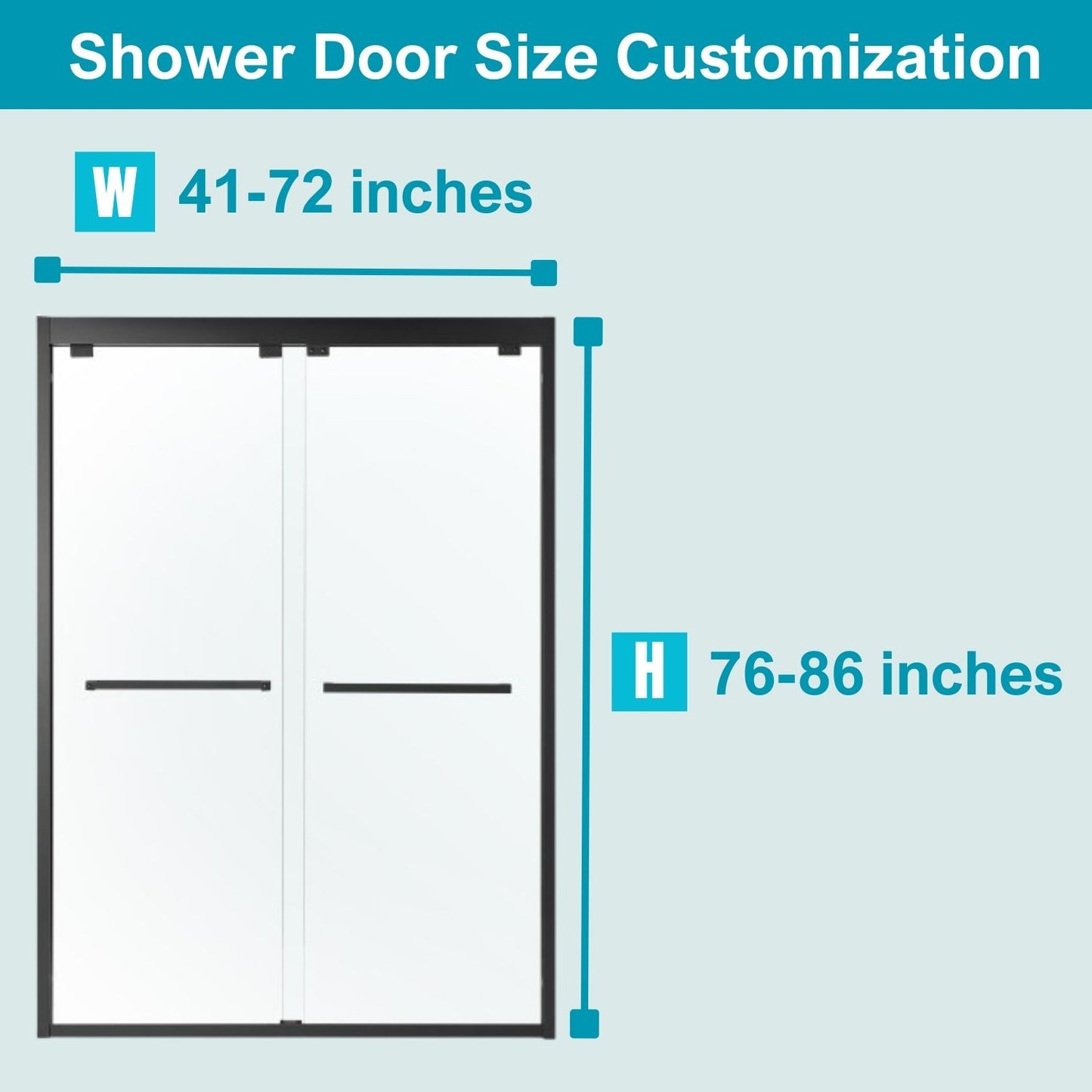 WATERPAR® Sliding Semi-Frameless Shower Door with Double Towel Bars Customization