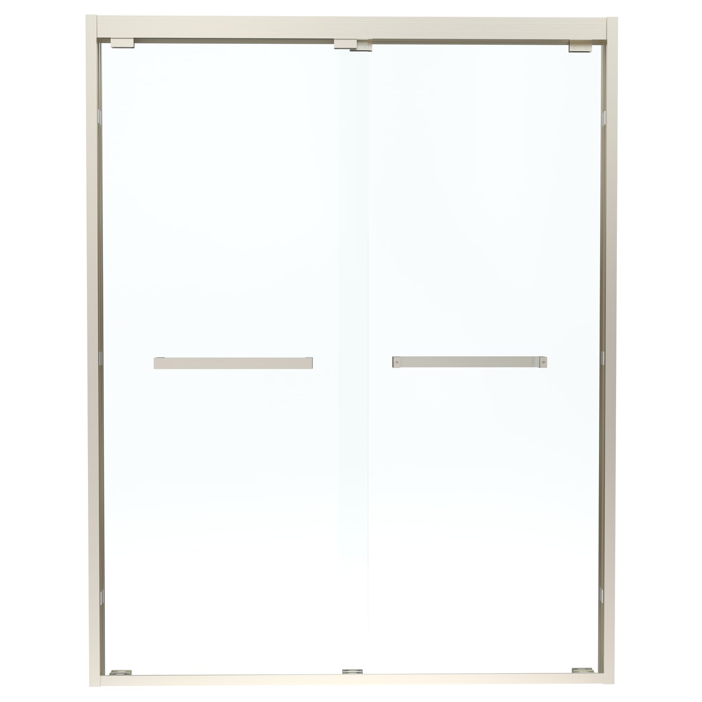Waterpar® 56 in. to 60 in. W x 76 in. H Semi-Frameless Sliding Shower Door Brushed Nickel with Clear Glass