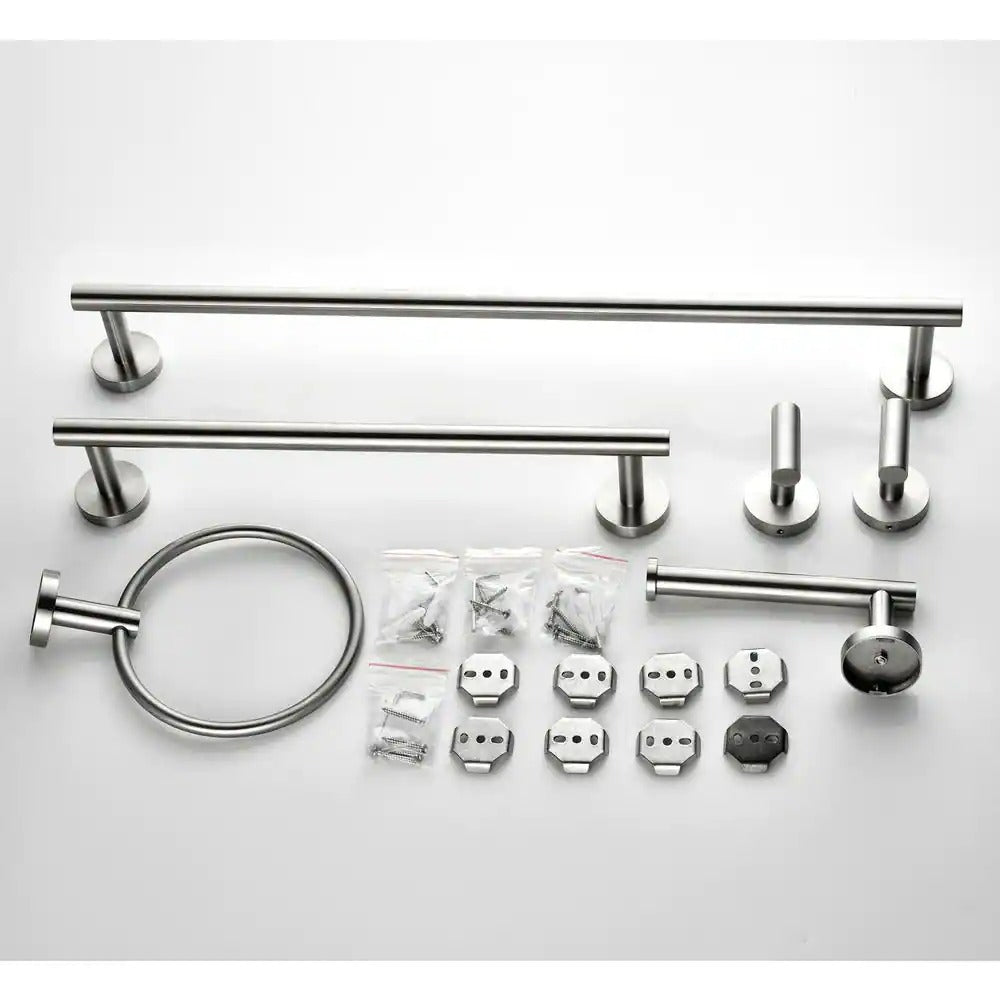 Waterpar®6-Piece Bath Hardware Set, Towel Bar, Toilet Paper Holder, Towel Hook in Brushed Nickel