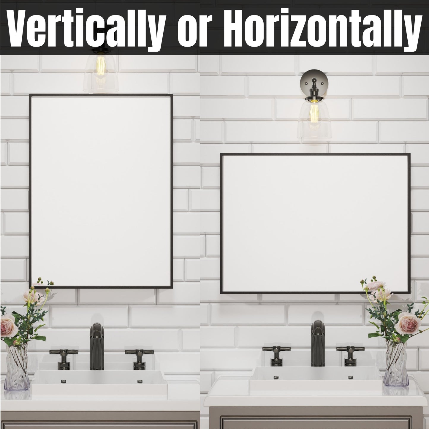 Waterpar® 22 in. W x 30 in. H Rectangular Aluminum Framed Wall Bathroom Vanity Mirror