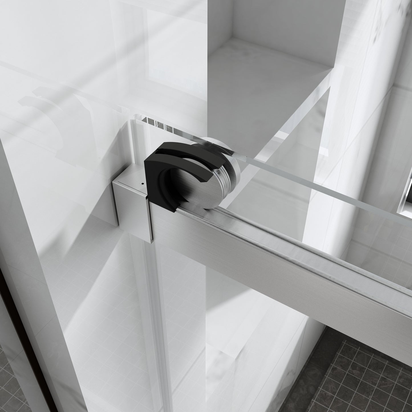 Waterpar® 60 in. W x 76 in. H Sliding Frameless Shower Door Brushed Nickel Clear Glass