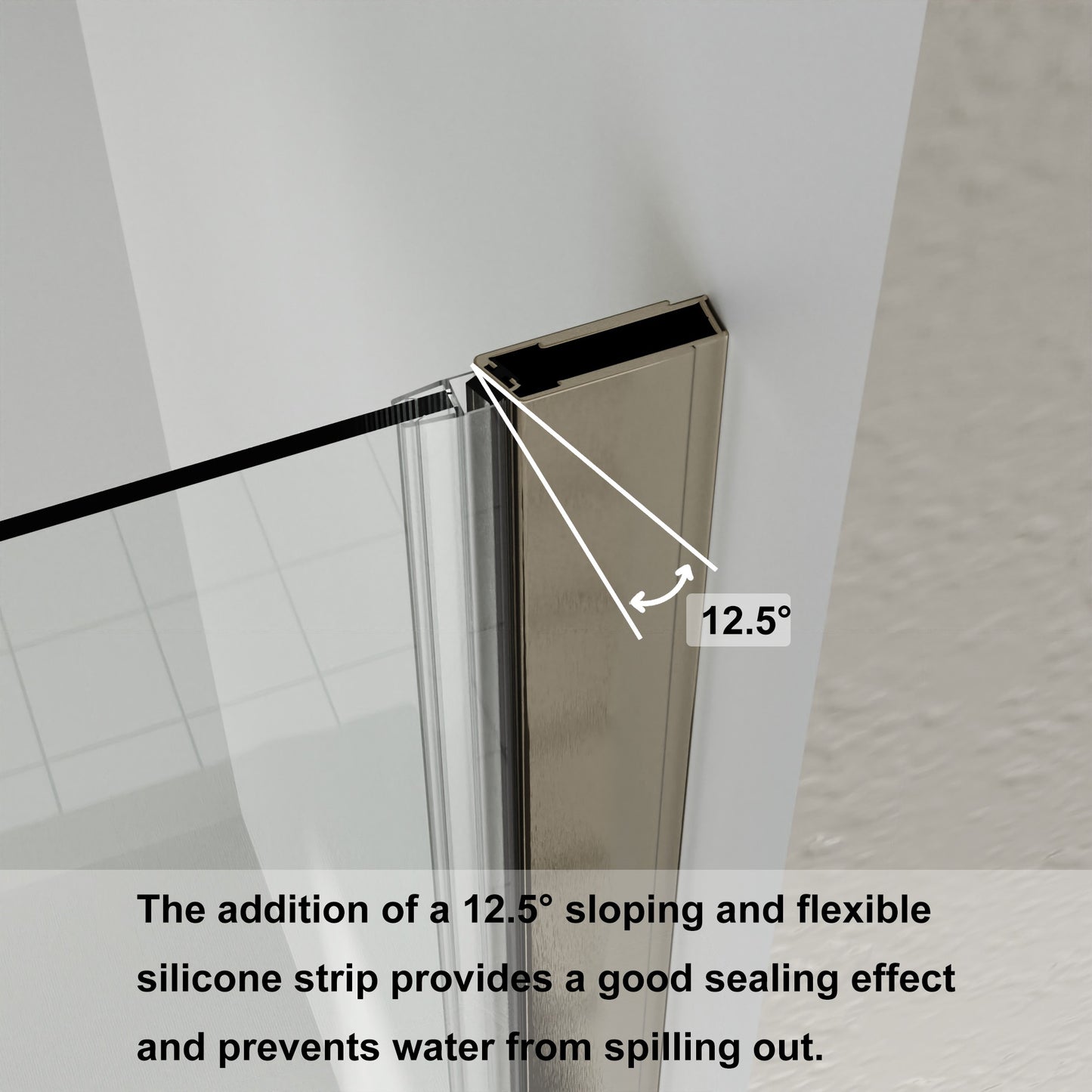 Waterpar® Pivot Swing Minimalist Frameless Shower Door Brushed Nickel Clear Glass