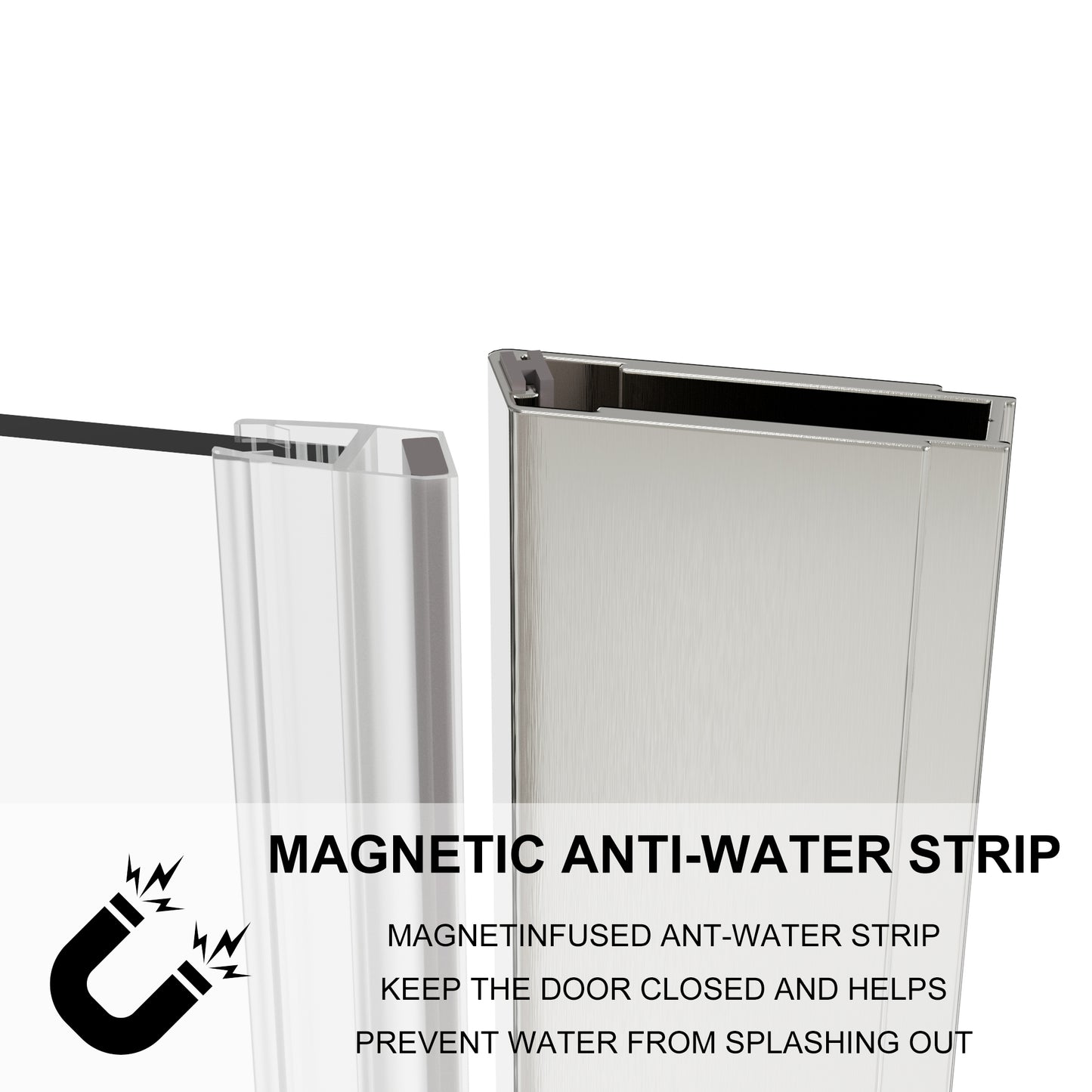 Waterpar® Bi-Fold Minimalist Frameless Shower Door Brushed Nickel Clear Glass