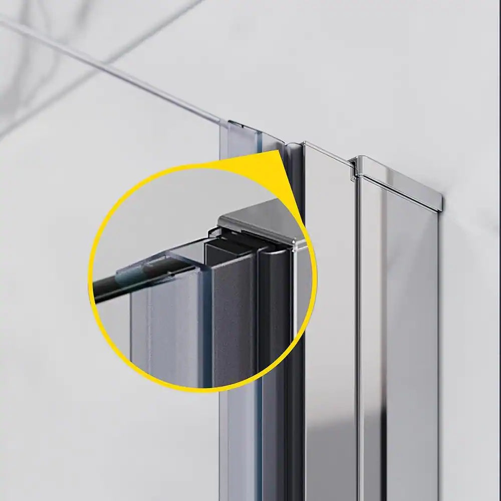 Waterpar® Bi-Fold Frameless Shower Doors in Chrome with Clear Glass