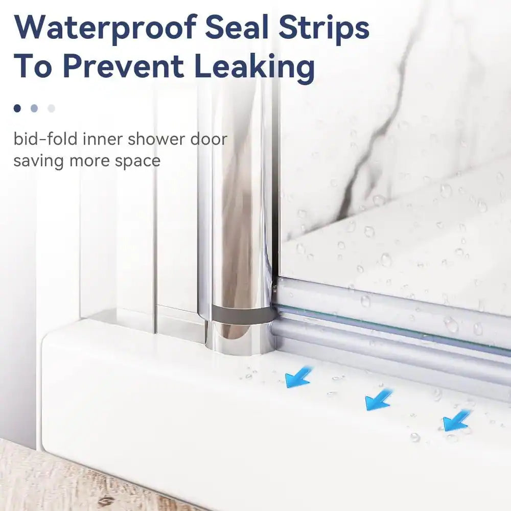 Waterpar® Pivot Swing Frameless Shower Door in Chrome with Clear Glass