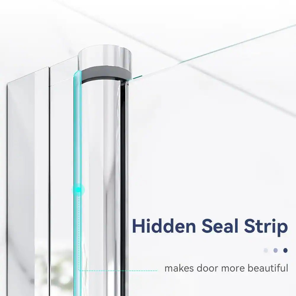 Waterpar® Pivot Swing Frameless Shower Door in Chrome with Clear Glass